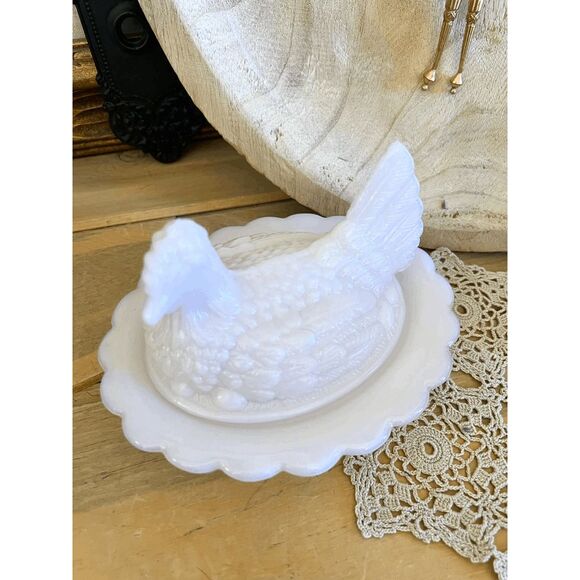 Vintage Mosser Glass Tuscan (Pink) Hen on Nest Dish – USA Made - Picture 4 of 5